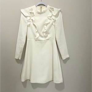 Ted Baker London, Women Long Sleeve Dress, White/ Off white, A-Line, Size 1
